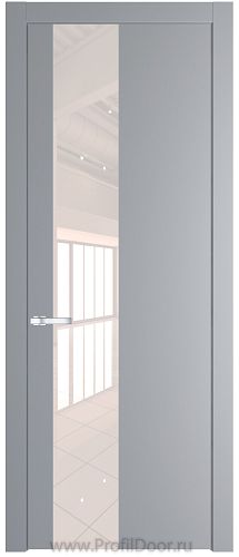 Дверь Profil Doors 19PW цвет Смоки (RAL 870-02) стекло Lacobel Перламутровый лак молдинг Серебро