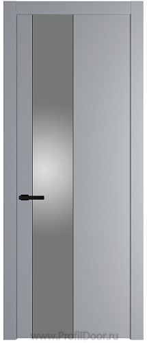 Дверь Profil Doors 19PW цвет Смоки (RAL 870-02) стекло Lacobel Серебро Матлак молдинг Черный матовый