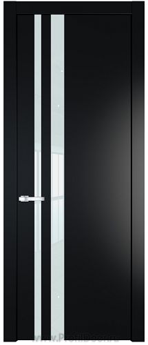 Дверь Profil Doors 20PW цвет Блэк стекло Lacobel Белый лак молдинг Серебро