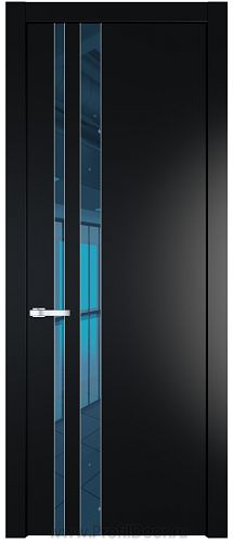 Дверь Profil Doors 20PW цвет Блэк стекло Зеркало Blue молдинг Серебро