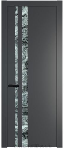 Дверь Profil Doors 20PW цвет Графит (Pantone 425С) стекло Атриум серебро молдинг Черный матовый