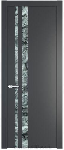 Дверь Profil Doors 20PW цвет Графит (Pantone 425С) стекло Атриум серебро молдинг Серебро