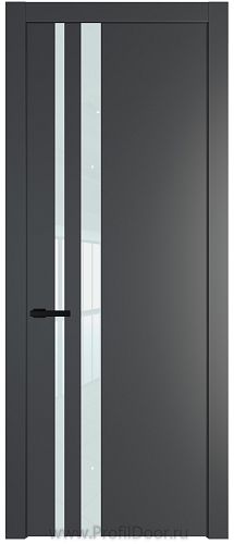 Дверь Profil Doors 20PW цвет Графит (Pantone 425С) стекло Lacobel Белый лак молдинг Черный матовый