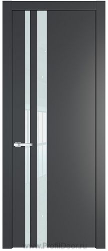 Дверь Profil Doors 20PW цвет Графит (Pantone 425С) стекло Lacobel Белый лак молдинг Серебро