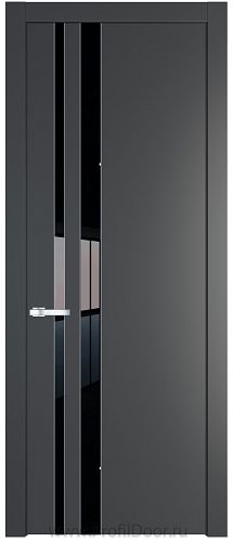 Дверь Profil Doors 20PW цвет Графит (Pantone 425С) стекло Lacobel Черный лак молдинг Серебро