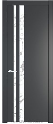 Дверь Profil Doors 20PW цвет Графит (Pantone 425С) стекло Нефи белый узор серебро молдинг Серебро