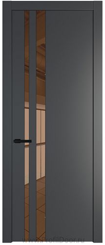 Дверь Profil Doors 20PW цвет Графит (Pantone 425С) стекло Зеркало Bronza молдинг Черный матовый