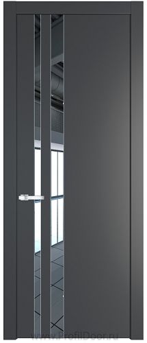 Дверь Profil Doors 20PW цвет Графит (Pantone 425С) стекло Зеркало молдинг Серебро