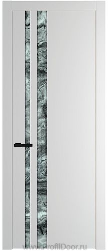 Дверь Profil Doors 20PW цвет Крем Вайт (RAL 120-02) стекло Атриум серебро молдинг Черный матовый