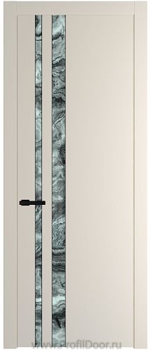 Дверь Profil Doors 20PW цвет Кремовая Магнолия (RAL 120-04) стекло Атриум серебро молдинг Черный матовый