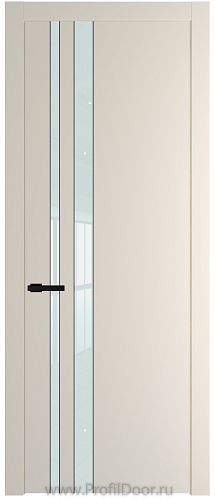 Дверь Profil Doors 20PW цвет Кремовая Магнолия (RAL 120-04) стекло Lacobel Белый лак молдинг Черный матовый