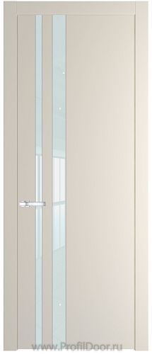 Дверь Profil Doors 20PW цвет Кремовая Магнолия (RAL 120-04) стекло Lacobel Белый лак молдинг Серебро