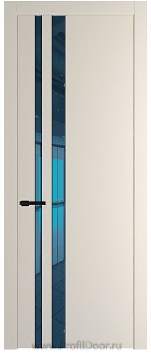 Дверь Profil Doors 20PW цвет Кремовая Магнолия (RAL 120-04) стекло Зеркало Blue молдинг Черный матовый