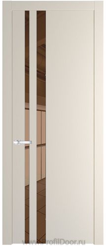 Дверь Profil Doors 20PW цвет Кремовая Магнолия (RAL 120-04) стекло Зеркало Bronza молдинг Черный матовый