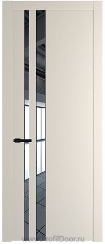 Дверь Profil Doors 20PW цвет Кремовая Магнолия (RAL 120-04) стекло Зеркало молдинг Черный матовый