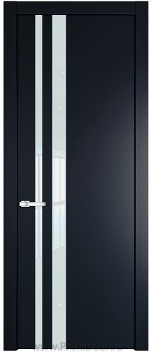 Дверь Profil Doors 20PW цвет Нэви Блу (RAL 7016) стекло Lacobel Белый лак молдинг Серебро