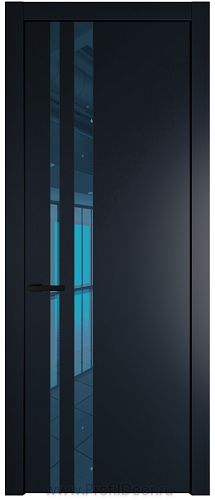 Дверь Profil Doors 20PW цвет Нэви Блу (RAL 7016) стекло Зеркало Blue молдинг Черный матовый