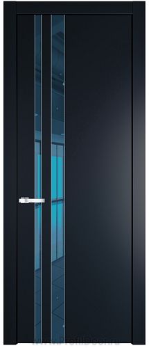 Дверь Profil Doors 20PW цвет Нэви Блу (RAL 7016) стекло Зеркало Blue молдинг Серебро