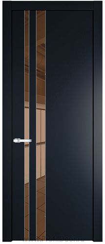 Дверь Profil Doors 20PW цвет Нэви Блу (RAL 7016) стекло Зеркало Bronza молдинг Серебро