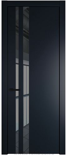 Дверь Profil Doors 20PW цвет Нэви Блу (RAL 7016) стекло Зеркало Grey молдинг Черный матовый