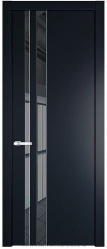 Дверь Profil Doors 20PW цвет Нэви Блу (RAL 7016) стекло Зеркало Grey молдинг Серебро