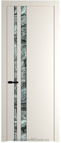 Дверь Profil Doors 20PW цвет Перламутр белый стекло Атриум серебро молдинг Черный матовый