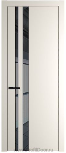 Дверь Profil Doors 20PW цвет Перламутр белый стекло Зеркало Grey молдинг Черный матовый