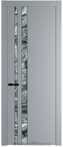 Дверь Profil Doors 20PW цвет Смоки (RAL 870-02) стекло Атриум серебро молдинг Черный матовый