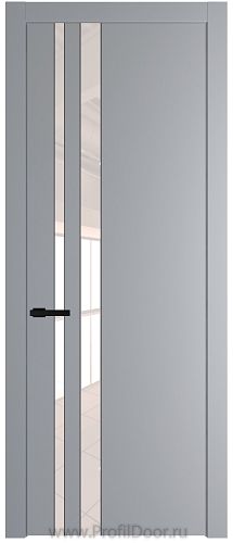 Дверь Profil Doors 20PW цвет Смоки (RAL 870-02) стекло Lacobel Перламутровый лак молдинг Черный матовый