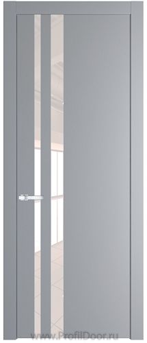 Дверь Profil Doors 20PW цвет Смоки (RAL 870-02) стекло Lacobel Перламутровый лак молдинг Серебро