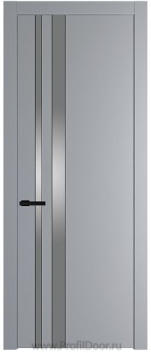 Дверь Profil Doors 20PW цвет Смоки (RAL 870-02) стекло Lacobel Серебро Матлак молдинг Черный матовый