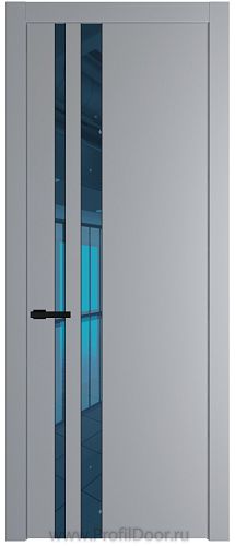 Дверь Profil Doors 20PW цвет Смоки (RAL 870-02) стекло Зеркало Blue молдинг Черный матовый