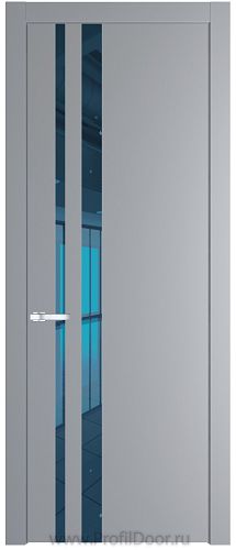 Дверь Profil Doors 20PW цвет Смоки (RAL 870-02) стекло Зеркало Blue молдинг Серебро