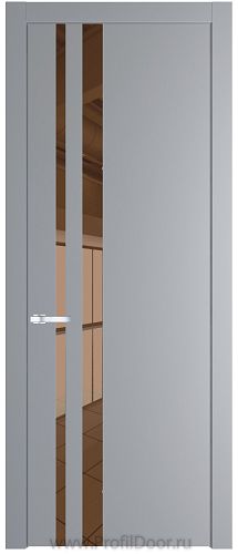 Дверь Profil Doors 20PW цвет Смоки (RAL 870-02) стекло Зеркало Bronza молдинг Серебро