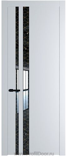 Дверь Profil Doors 20PW цвет Вайт (RAL 110 96 02) стекло Лоран узор золото молдинг Черный матовый