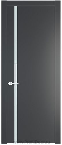 Дверь Profil Doors 21PW цвет Графит (Pantone 425С) стекло Lacobel Белый лак молдинг Серебро