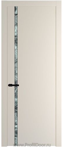 Дверь Profil Doors 21PW цвет Крем Вайт (RAL 120-02) стекло Атриум серебро молдинг Черный матовый