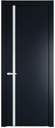 Дверь Profil Doors 21PW цвет Нэви Блу (RAL 7016) стекло Lacobel Белый лак молдинг Серебро