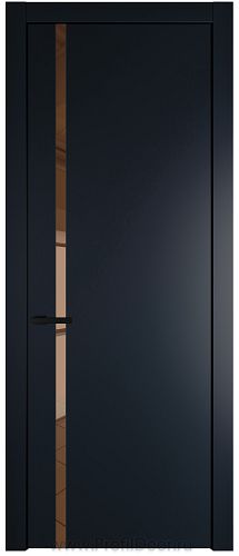 Дверь Profil Doors 21PW цвет Нэви Блу (RAL 7016) стекло Зеркало Bronza молдинг Черный матовый