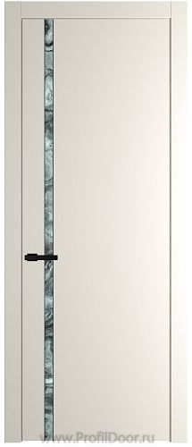 Дверь Profil Doors 21PW цвет Перламутр белый стекло Атриум серебро молдинг Черный матовый