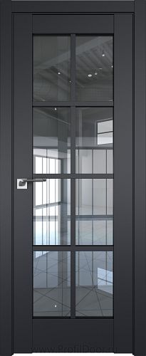 Дверь Profil Doors 101U цвет Чёрный Seidenmatt стекло Прозрачное