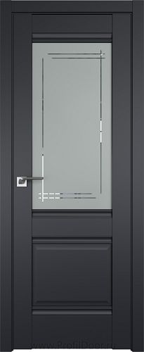 Дверь Profil Doors 2U цвет Чёрный Seidenmatt стекло Мадрид