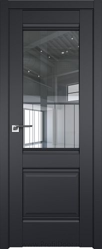 Дверь Profil Doors 2U цвет Чёрный Seidenmatt стекло Прозрачное