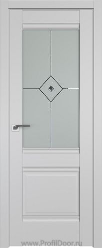 Дверь Profil Doors 2U цвет Манхэттен стекло Узор Матовое с прозрачным фьюзингом(ромб)