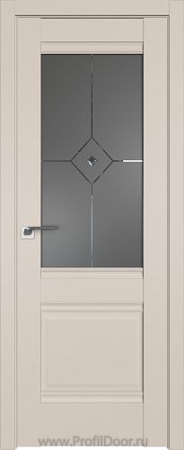Дверь Profil Doors 2U цвет Санд стекло Узор Графит с прозрачным фьюзингом(ромб)