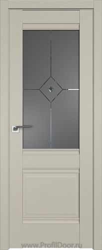 Дверь Profil Doors 2U цвет Шеллгрей стекло Узор Графит с прозрачным фьюзингом(ромб)