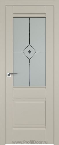 Дверь Profil Doors 2U цвет Шеллгрей стекло Узор Матовое с прозрачным фьюзингом(ромб)