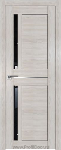 Дверь Profil Doors 19X цвет Эш Вайт Мелинга стекло Черный Триплекс молдинг Серебро