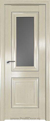 Дверь Profil Doors 28X цвет Эш Вайт стекло Графит молдинг Серебро