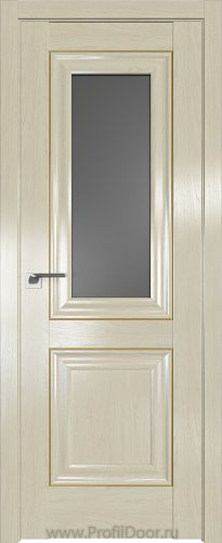 Дверь Profil Doors 28X цвет Эш Вайт стекло Графит молдинг Золото